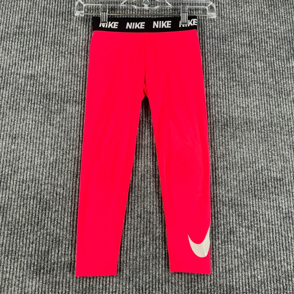 Nike Kids Hot Pink Leggings with White Swoosh